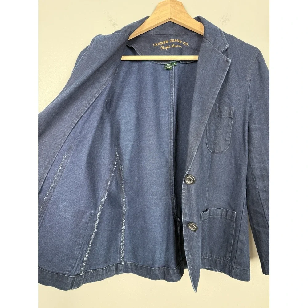 Ralph Lauren Jeans Co Women's‎ M Denim Blazer Jacket Preppy Old Money - Picture 8 of 10